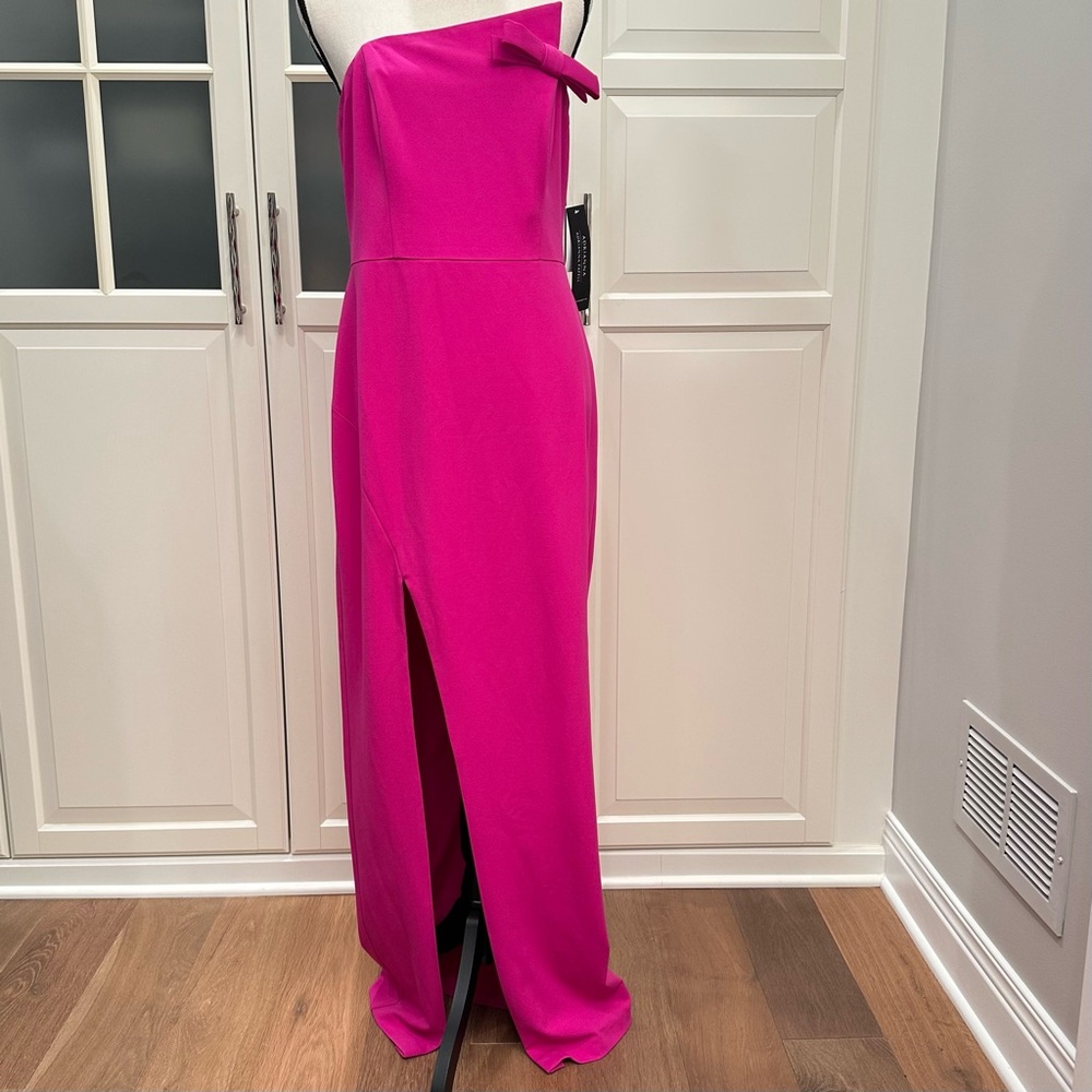 🆕 Adrianna Pappell strapless hot pink stretch crepe gown- size 12